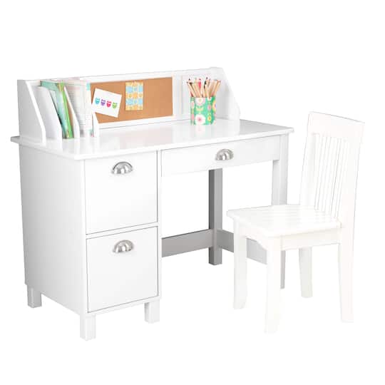 26704 10 x 21.25 x 39.25 in. Study Desk with Drawers - White